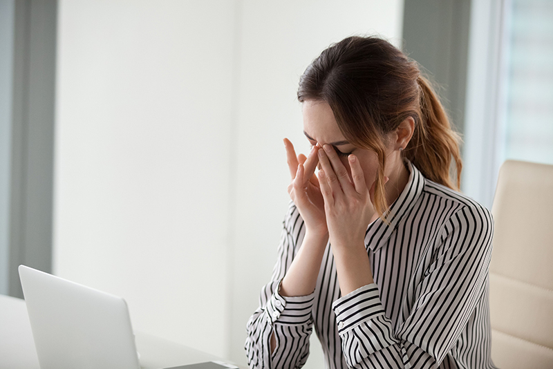 Woman has dry eyes.