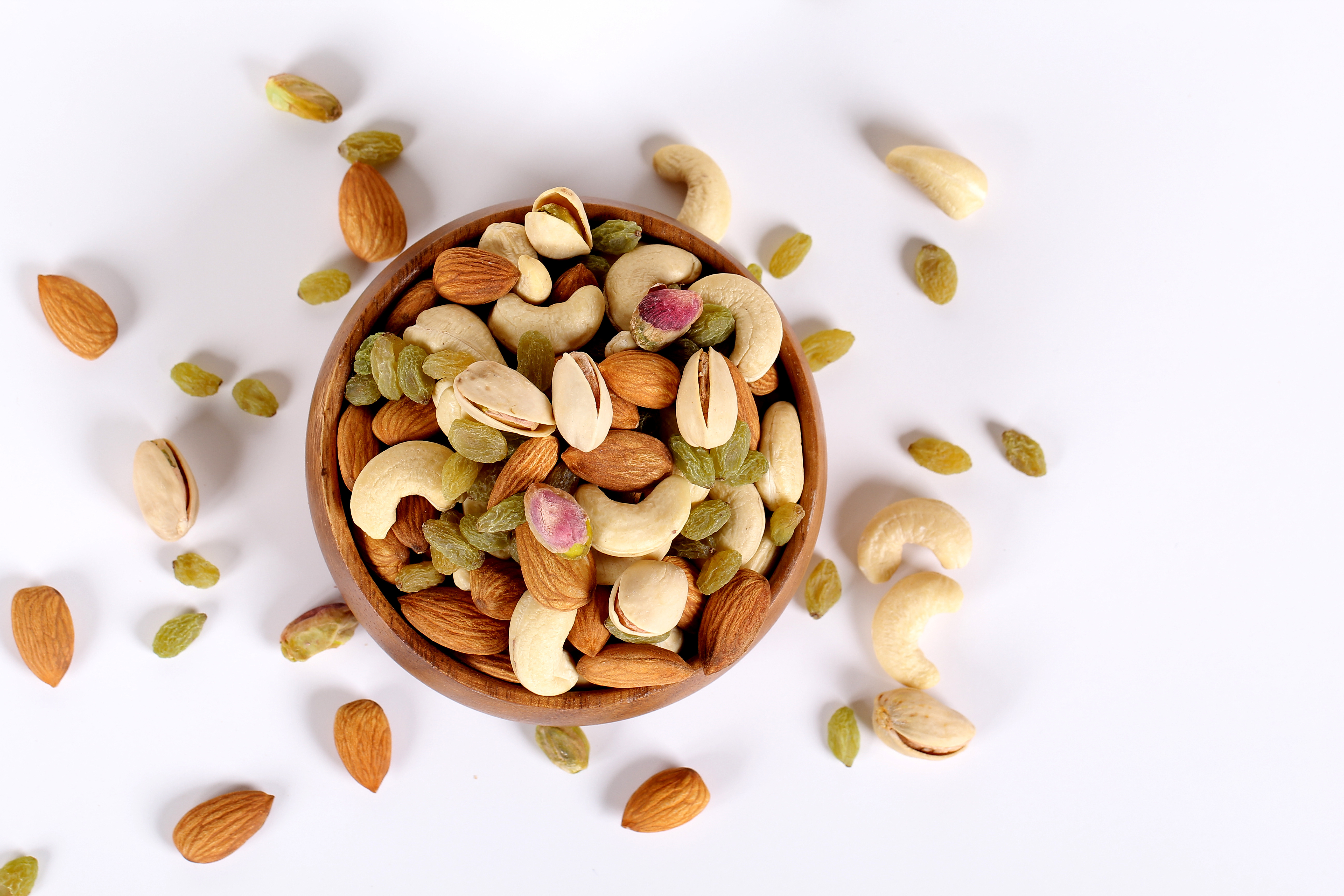 Assorted nuts and dry fruits.