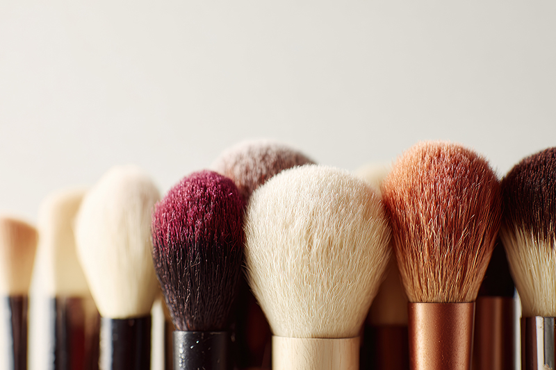 Close up of makeup brushes.