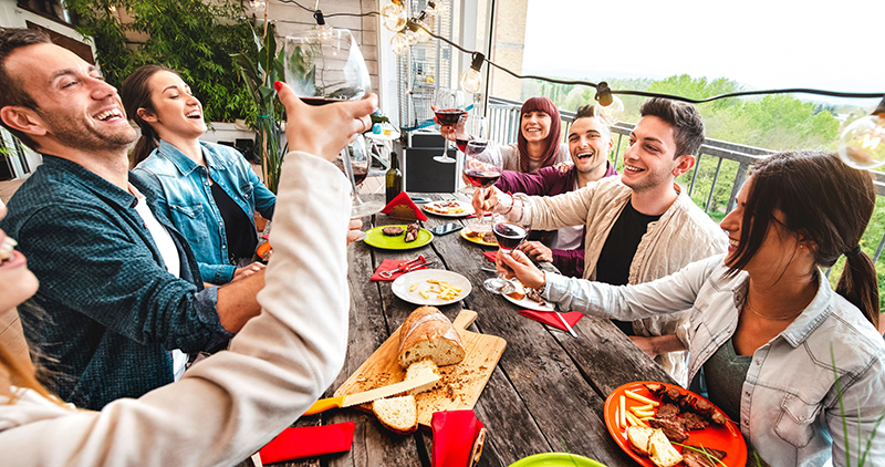 a picture of a group feasting